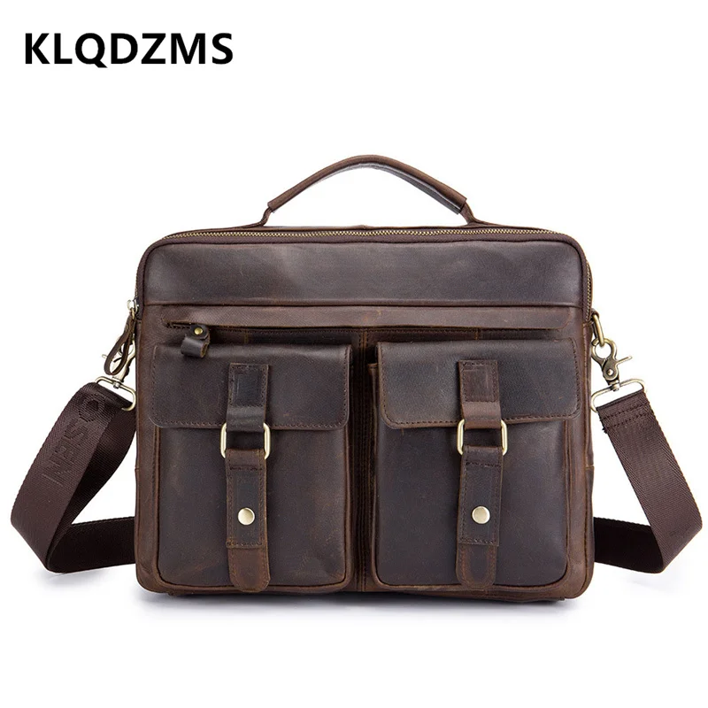 KLQDZMS Men's Briefcase Men's Leather Bags Business Briefcase Fashion Men's Messenger Bag Office Business Handbag Laptop Bag