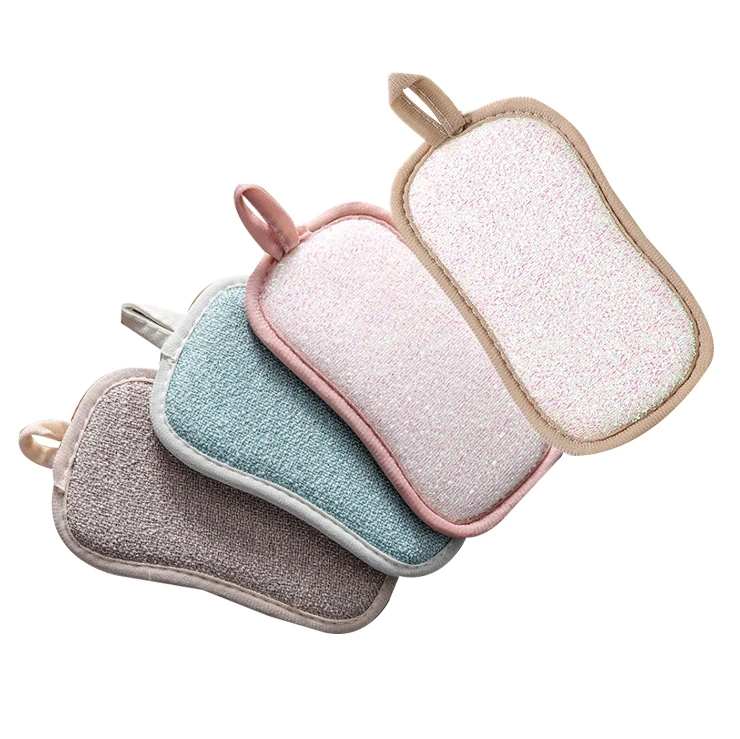 

Двухсторонняя губка из микрофибры для мытья посуды, 4 упаковки, сверхпрочные моющие прокладки, бытовая Чистящая салфетка для мытья посуды