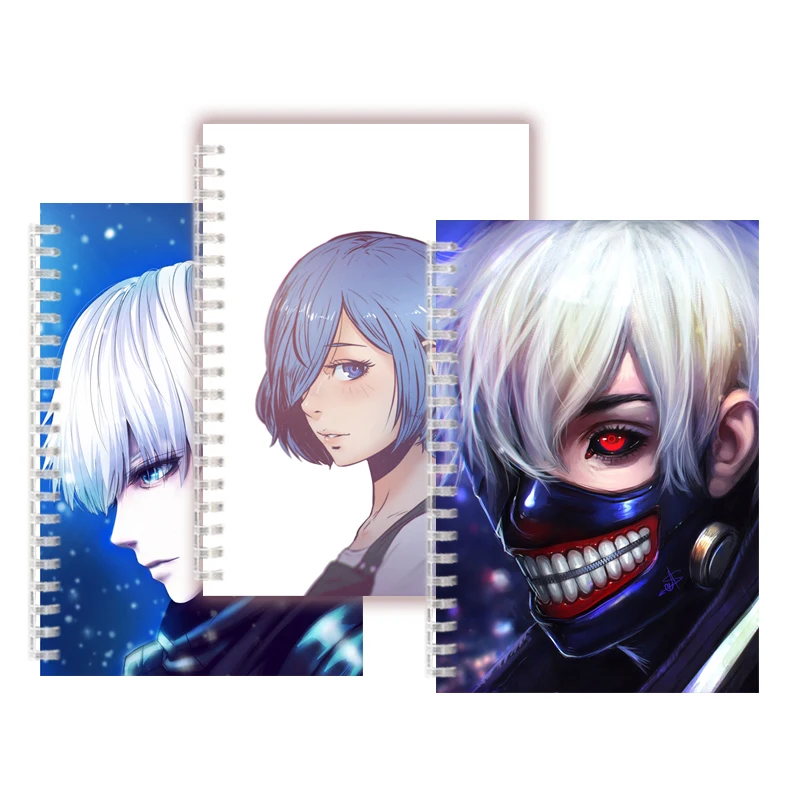 

Anime Tokyo Ghoul Mask COSPLAY Spiral Notebook Horror Characters Kaneki Ken Hunger Red Eye 3D Zombie Rock Sketch Book Blank Page