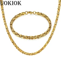 punk hip hop byzantine link gold chain rapper men necklaces bracelets street fashion popular stainless steel long chain jewelry