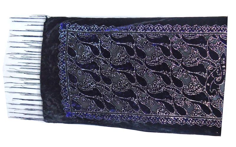 Новинка 2020 черная блестящая мусульманская шаль Женский бархатный шарф с принтом