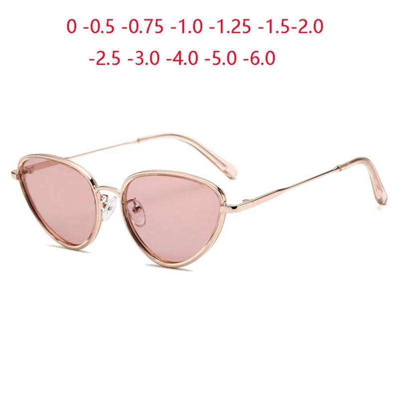 

Pink Lens Cat Eye Sunglasses Women Polarized Metal Anti-glare Minus Lens Prescription Sun Glasses Female 0 -0.5 -0.75 -1.0 To -4