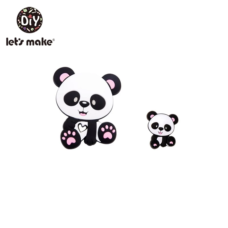 panda2 Let's Make 2 шт./компл. силиконовый Прорезыватель для зубов малышей игрушки Diy Аксессуары для колясок для соски с цепочкой, Еда Класс игрушки Детский Прорезыватель для зубов - Цвет: panda2