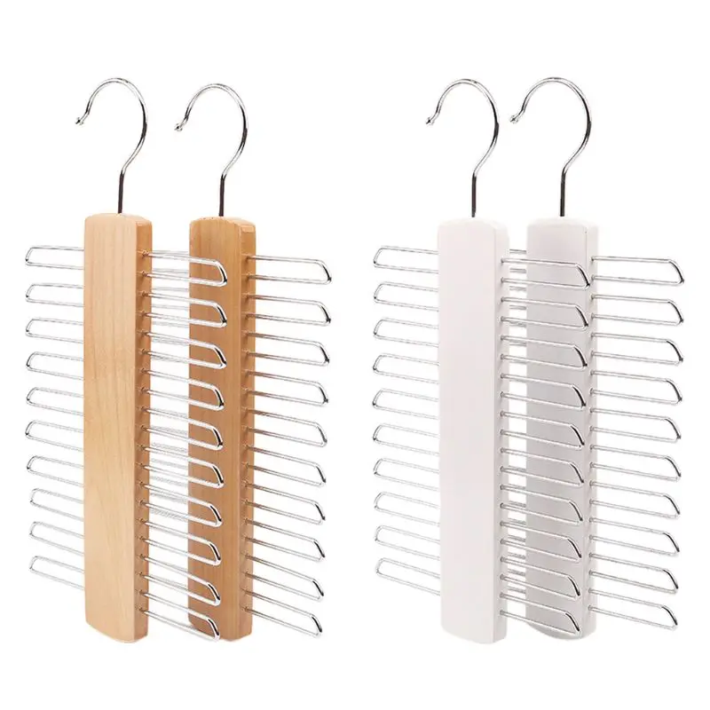 

Wooden 20 Bar Tie Rack Hanger - Scarf, Belt, Accessory Organiser
