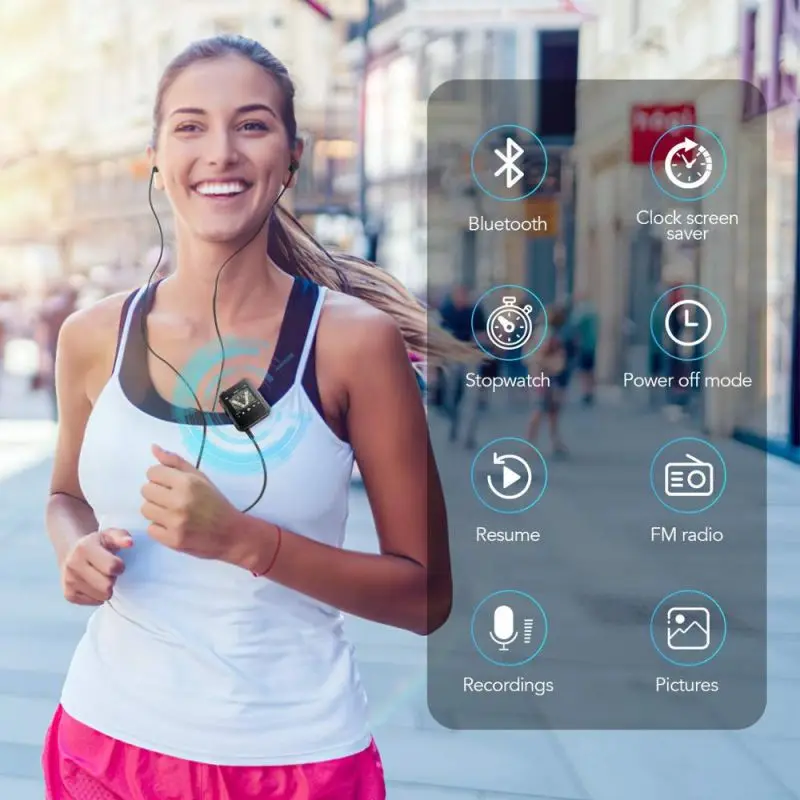 K1 Bluetooth MP3-плеер с 1 54 дюймовым сенсорным экраном портативный MP3 музыкальный плеер