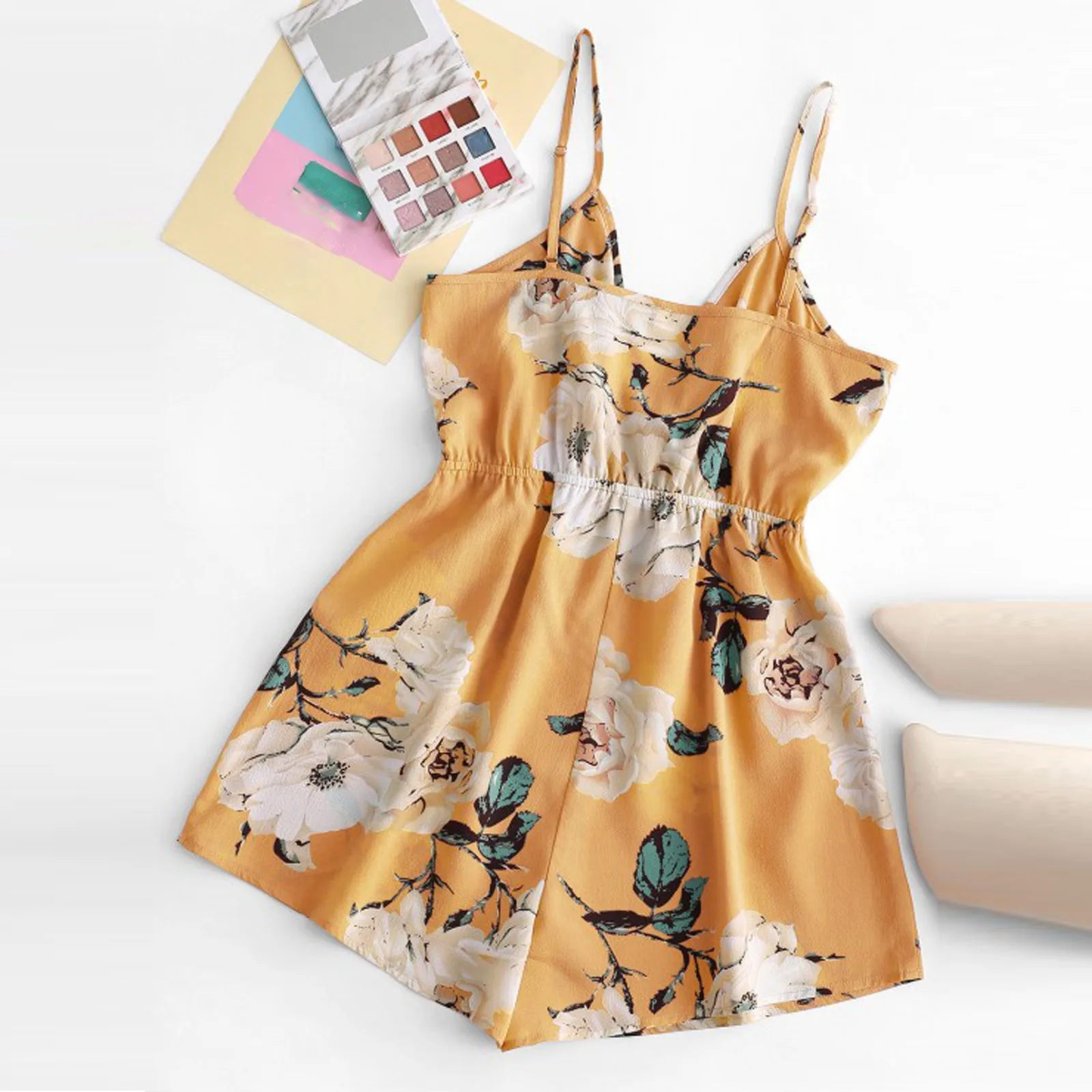 

Jumpsuit Women Casual Vintage Loose Sexy Printed Sleeveless V-neck Suspenders Jumpsuit Overalls For Women 2021 Female Jumpsuit