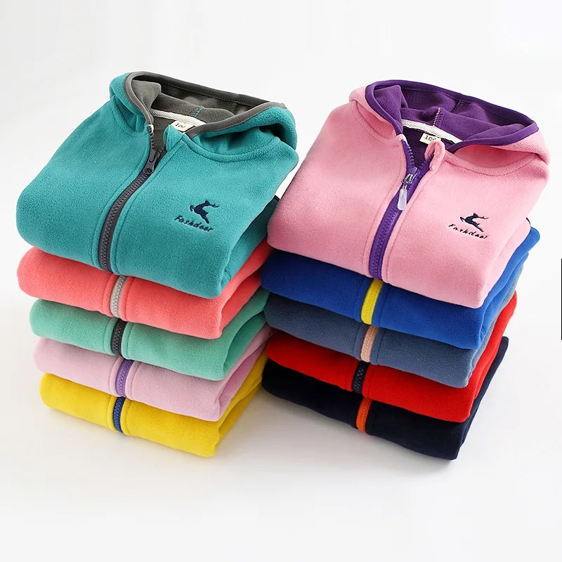 

Spring Autumn Children's Clothing Girls Boys Hooded Fleece Jacket Reindeer Embroidery Zipper Top Fashion Kids Casual Outerwear