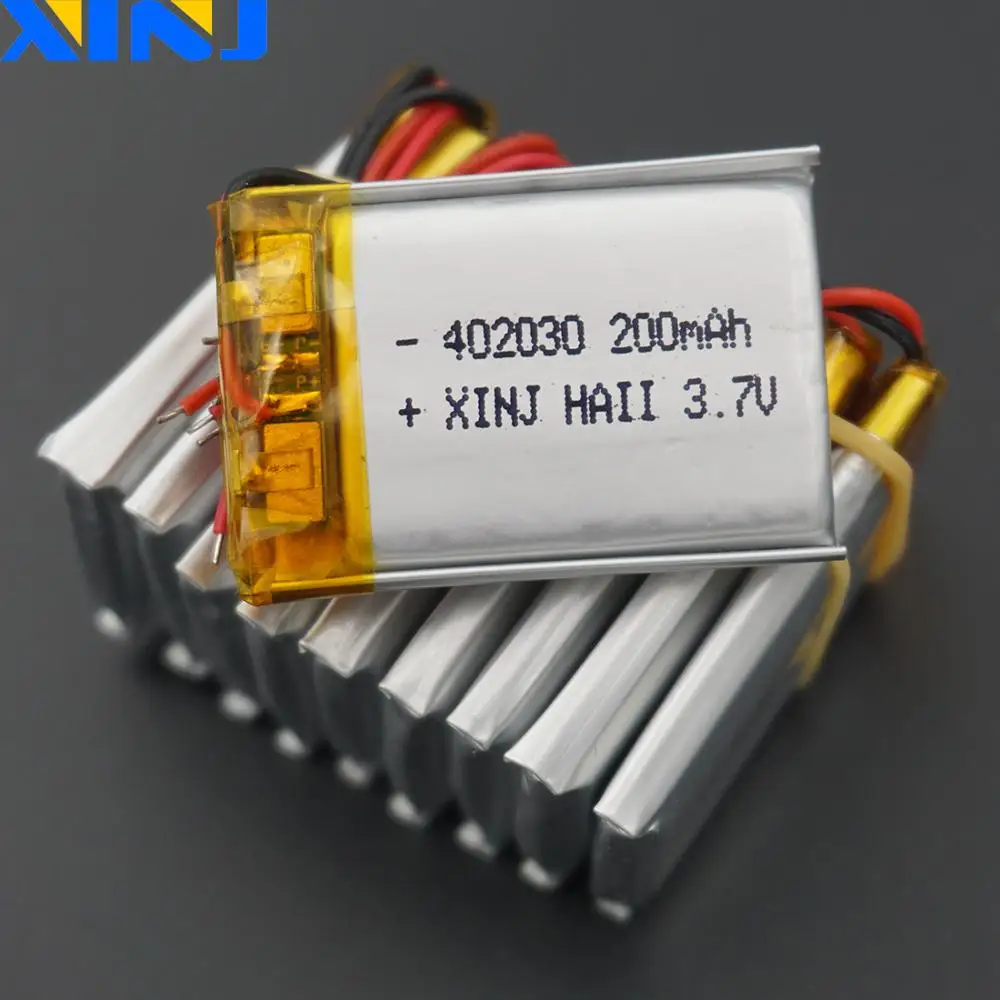 XINJ 10 шт. 3 7 в 200 мАч полимерный литиевый аккумулятор Lipo Cell 402030 для MP3 музыкального