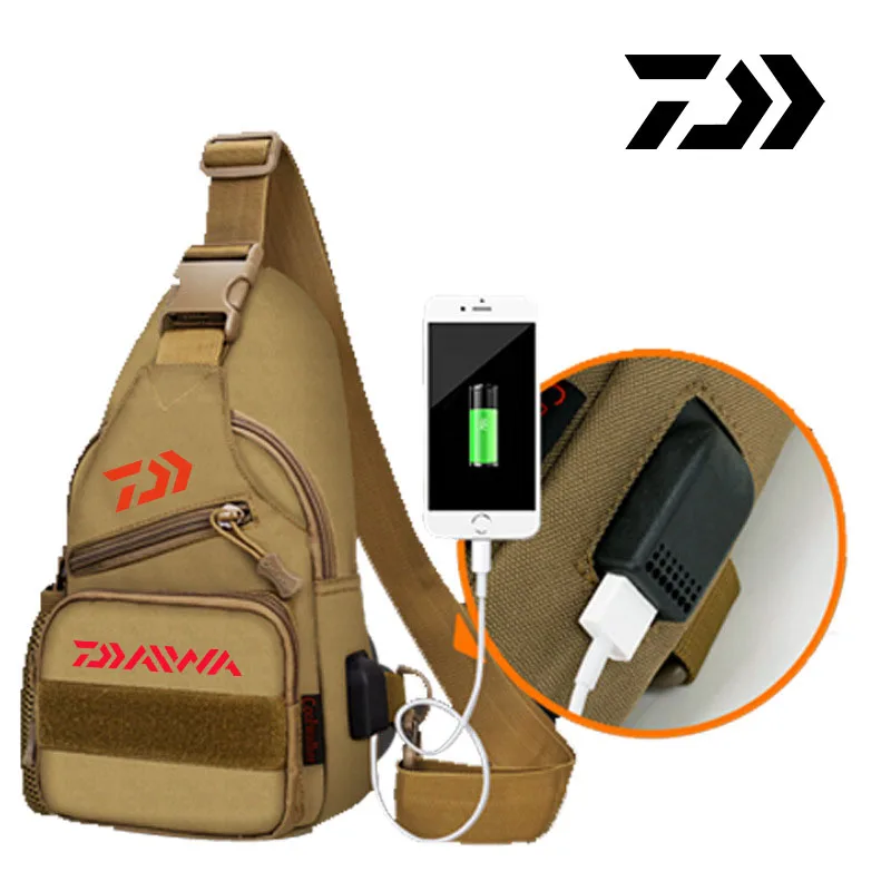 

Daiwa Fishing Tackle Waist Bag Waterproof Shoulder Pack Case Multi-pocket Lure Reel Line Hook Swivel Snaps Connector Storage