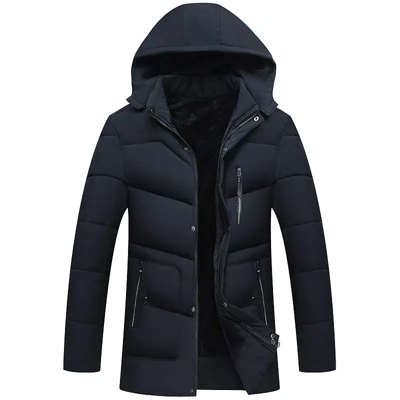Dark Blue Куртка мужская Новая зимняя мужская парка пальто плюс размер повседневная с капюшоном на молнии толстое хлопковое теплое Мужское пальто парка зимняя куртка - Цвет: Dark Blue