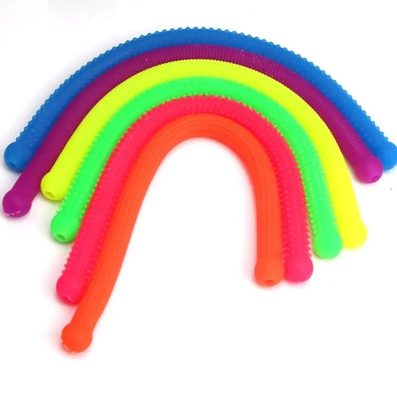 

6pcs Soft Rubber Noodle Elastic Rope Toys Fidget Relief Stress Vent Toys Stretch String Decompression Toy