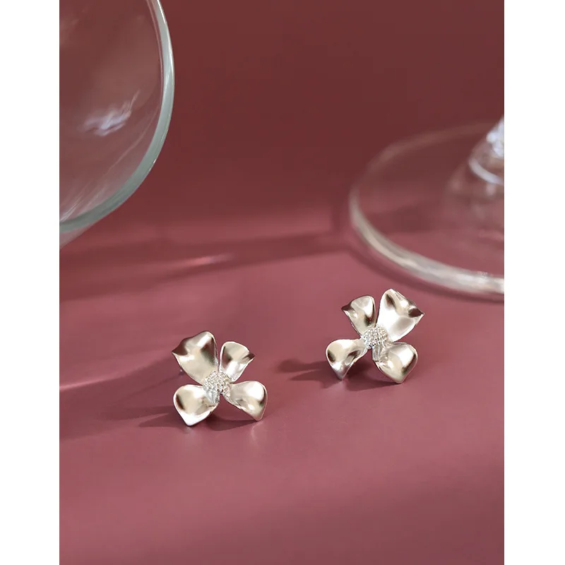 

925 Sterling Silver Earrings 2021 new Simple Flower Stud Earrings Female Fashion Jewelry