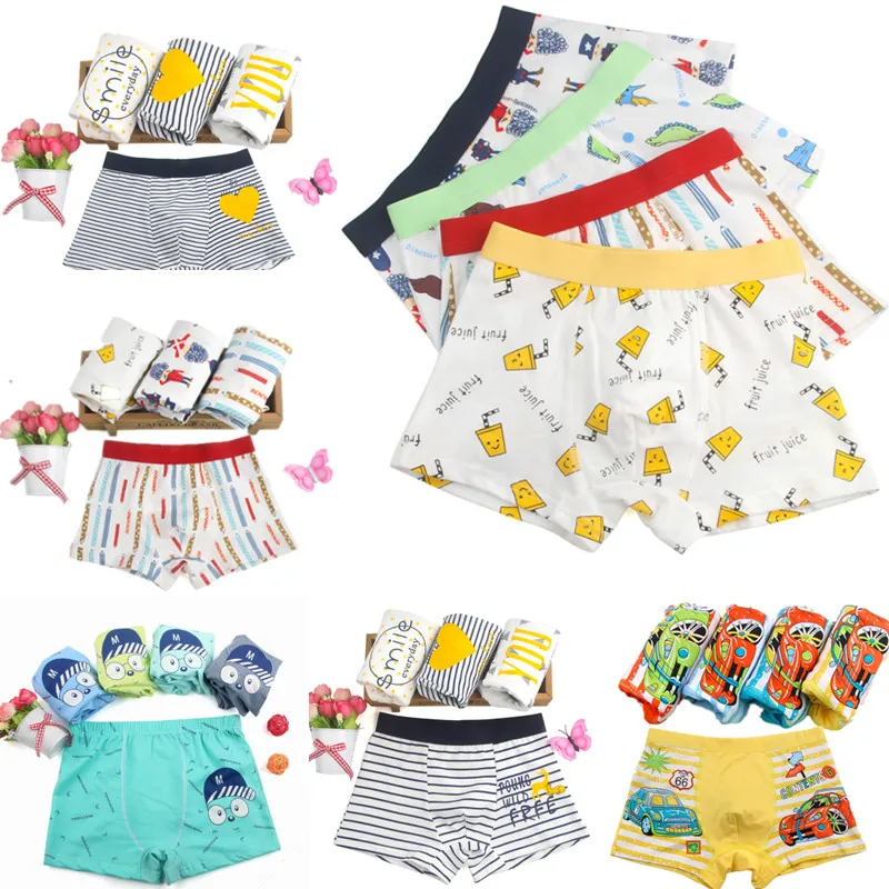 

1-12Year 5 Styles Color Random Boys Cotton Panties Child's Boxer Briefs Children's Underwear