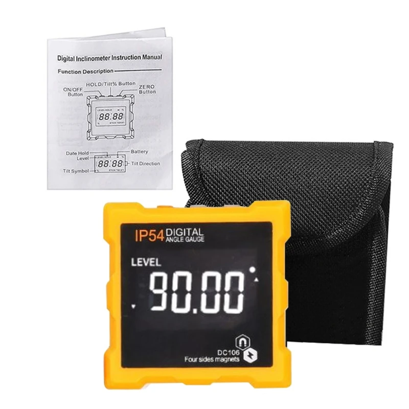 

Цифровой угломер, водонепроницаемый оранжевый/черный транспортир с ЖК-дисплеем и магнитной подсветкой