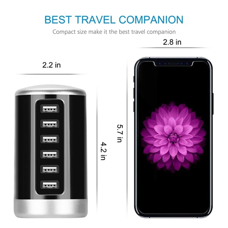 Топ USB Зарядное устройство универсальная 6-Порты и разъёмы для рабочего стола