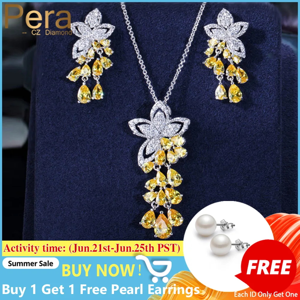 Ожерелье и серьги капельки AAA + с желтым кристаллом|Ювелирные наборы| |