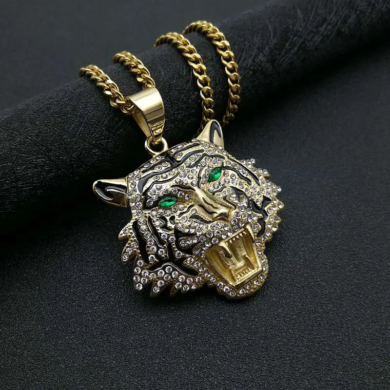 В стиле хип-хоп Стразы ограненные Bling льдом GoldStainless Сталь Большая подвеска в виде