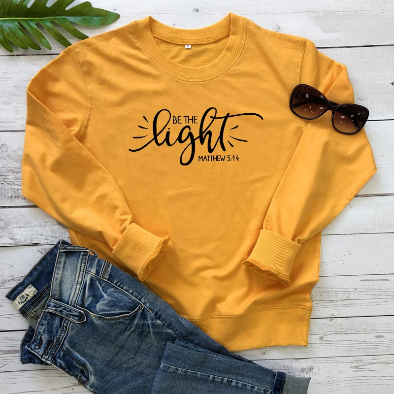 

Be the Light Matthew 5:14 Sweatshirt New Women Bible Verse Religion Pullovers Casual Long Sleeve Inspired Christian Hoodies Tops