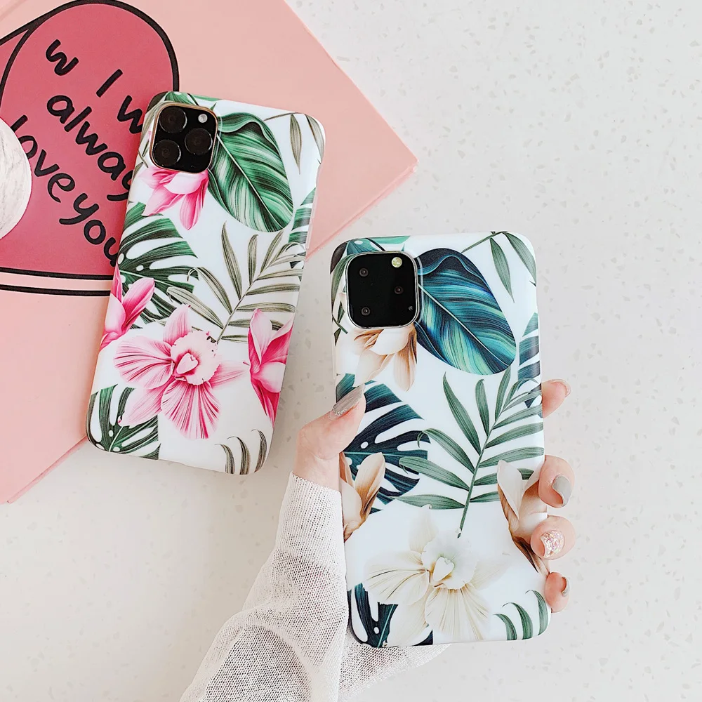 Чехол для телефона в стиле ретро с цветными цветами для iphone XR XS Max X 6 6S 7 8 Plus 11 11Pro Max Leaf матовый мягкий Художественный Цветочный чехол