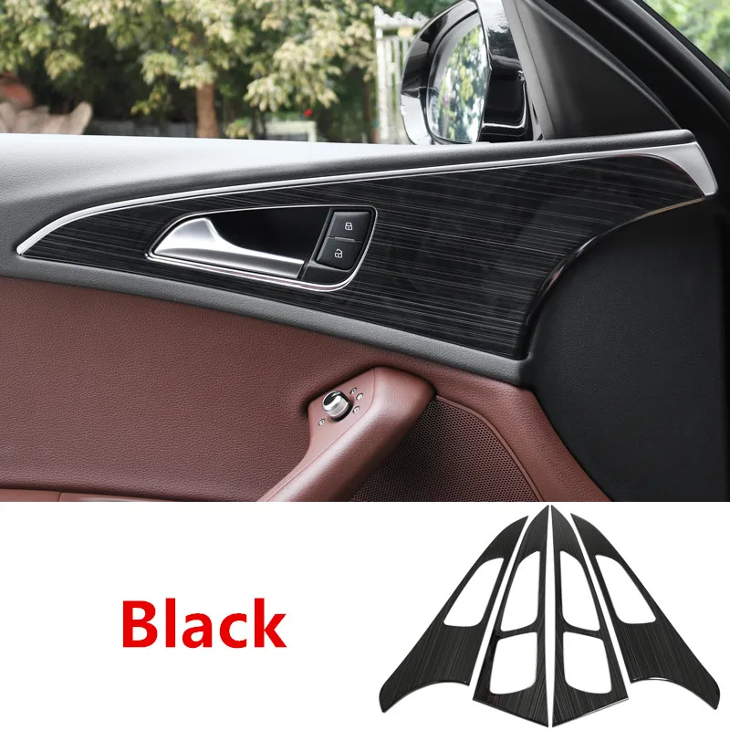 door panel Автомобиль Стайлинг двери панели декоративные крышки отделка для Audi A6 C7 2012-18 салон, Торпедо переключения передач рамочные полосы вентиляционные отверстия наклейки - Название цвета: door panel