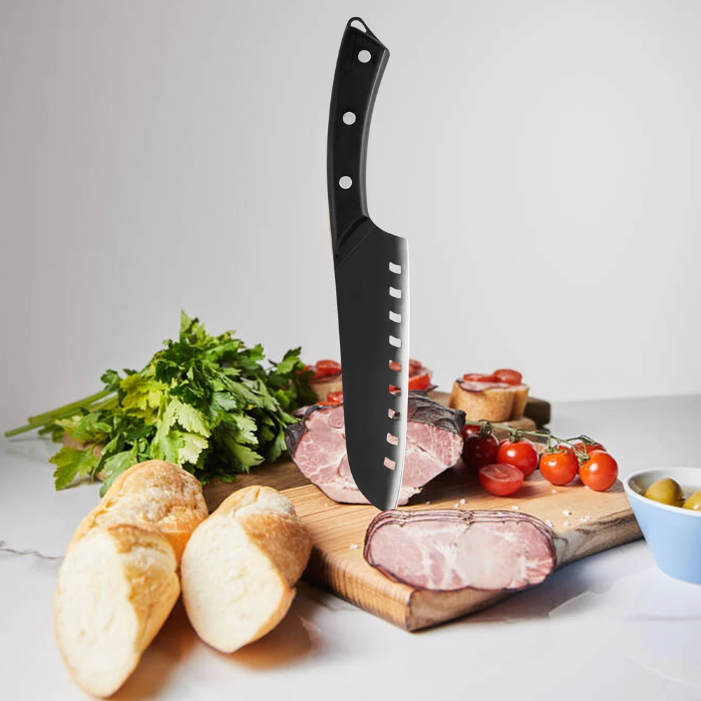 

XYj полный кухонный нож, 7 дюймов, поварской нож, японский сантоку, слайсер для замороженного мяса, Мясницкий шеф-повар, ножи для нарезки с дере...