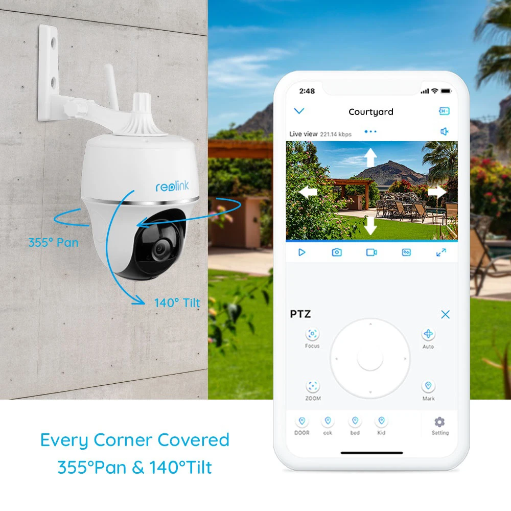 Уличная аккумуляторная камера Reolink 1080p wifi панорамирование и наклон удаленный