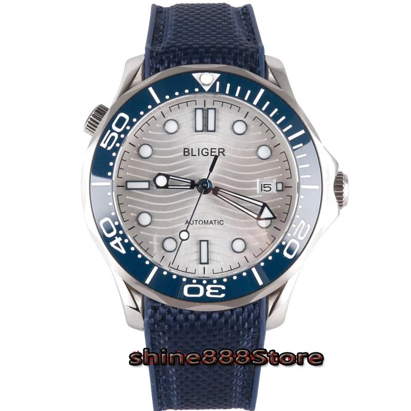 Мужские автоматические механические светящиеся водонепроницаемые часы Bliger 41 мм