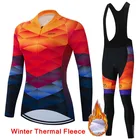 2022 женский зимний комплект из Джерси для велоспорта, теплая флисовая футболка с длинным рукавом для горного велосипеда, комплект для велоспорта