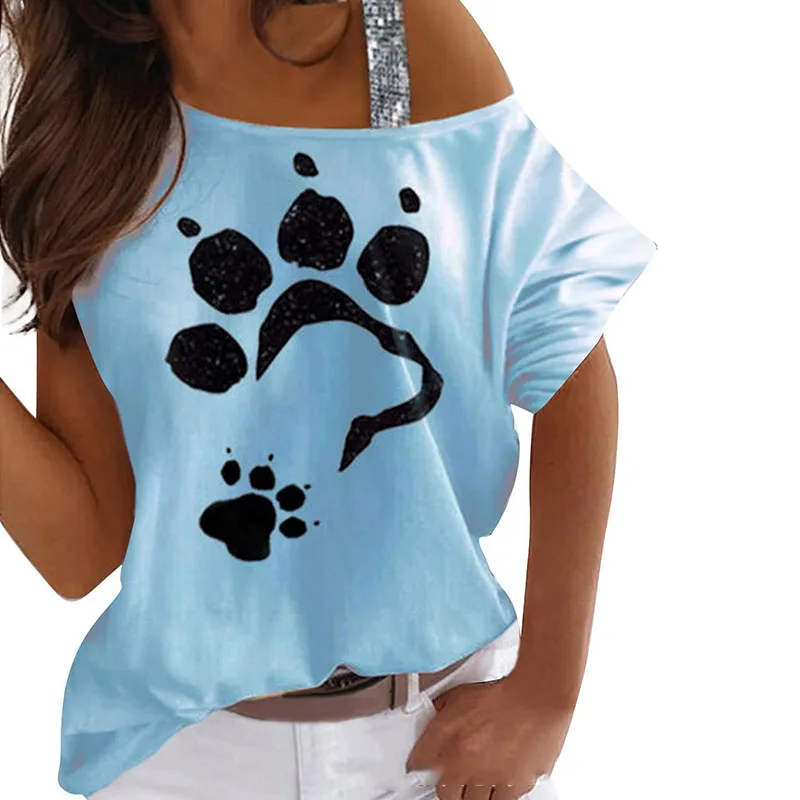 

Print Off Shoulder Short Sleeve Shirts Women's Sexy Summer Casual Loose T Shirt Fashion Vintage Plus Size Oversize Pullover Tops