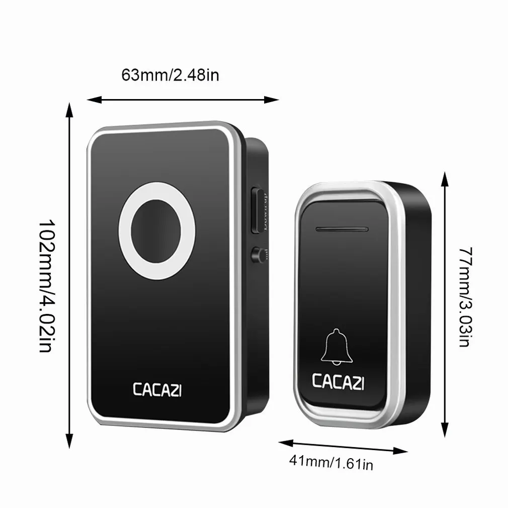 

Cacazi V018F Waterproof Home Wireless Doorbell 300M Remote LED Light 1 Button 1 Receiver Cordless Door Bell Chimes