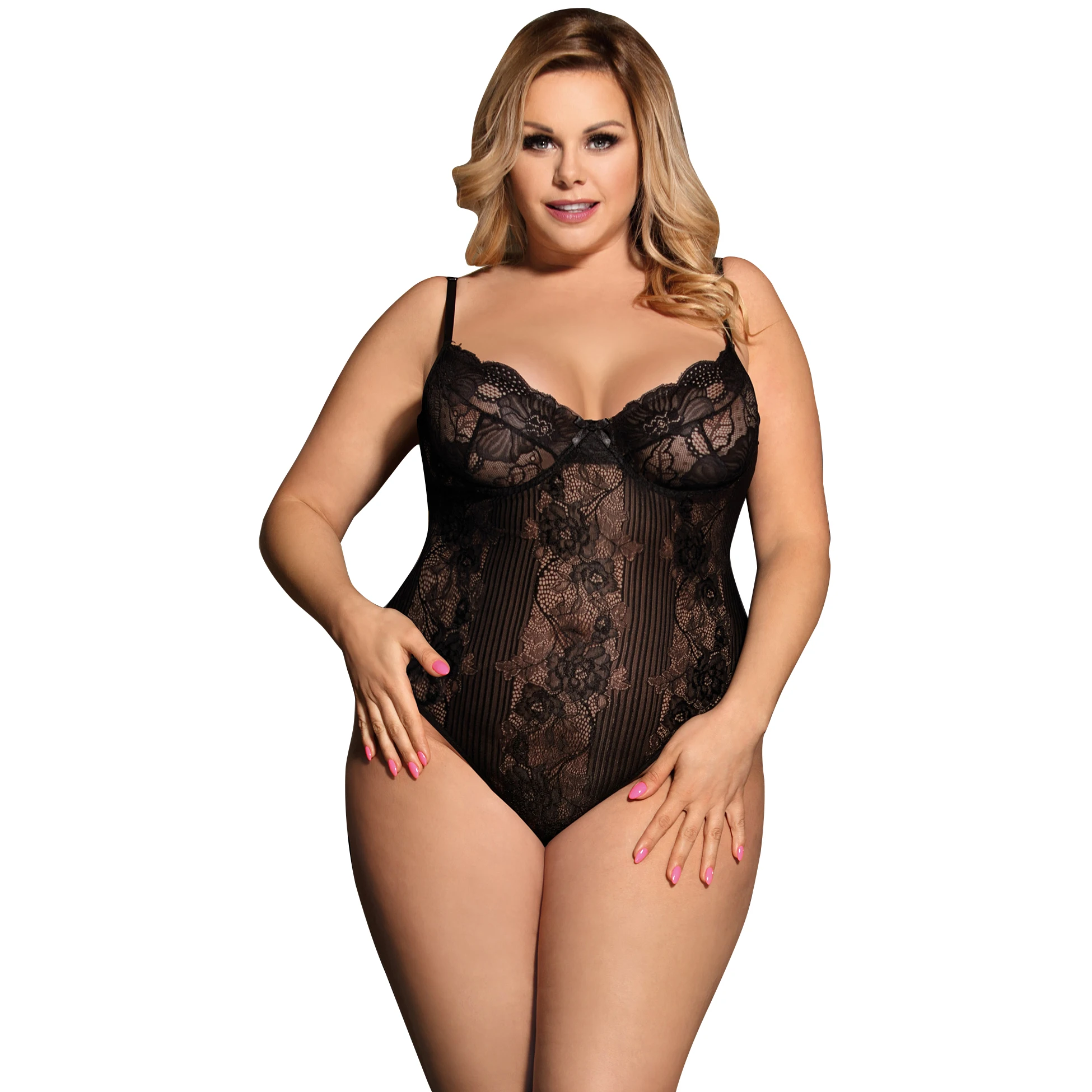 black bodysuit Неоновое Кружевное боди, прозрачное боди размера плюс 3XL 5XL, черные наряды,, уличная одежда, сексуальный комбинезон для женщин, Kombinezony RS80536 - Цвет: black bodysuit