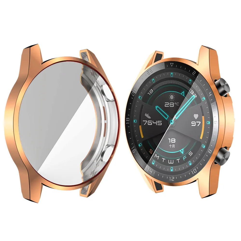rose gold Совместимость с huawei Watch GT2 46 мм полный чехол с встроенной защитной пленкой - Цвет: rose gold