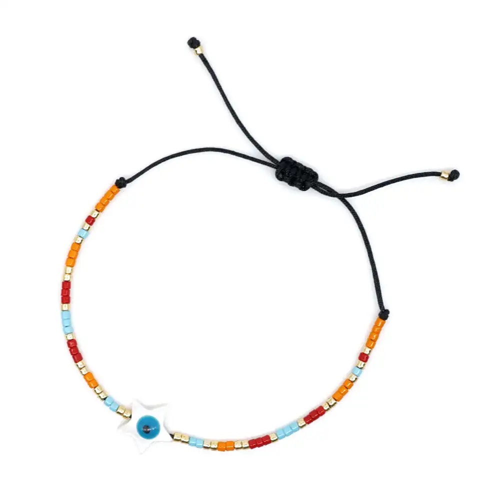 Go2boho MIYUKI Evil Eye браслеты Fatima ручной браслет женские крест Pulsera Mujer Boho шикарные летние пляжные ювелирные изделия со звездами Bijoux - Окраска металла: MI-B190430H