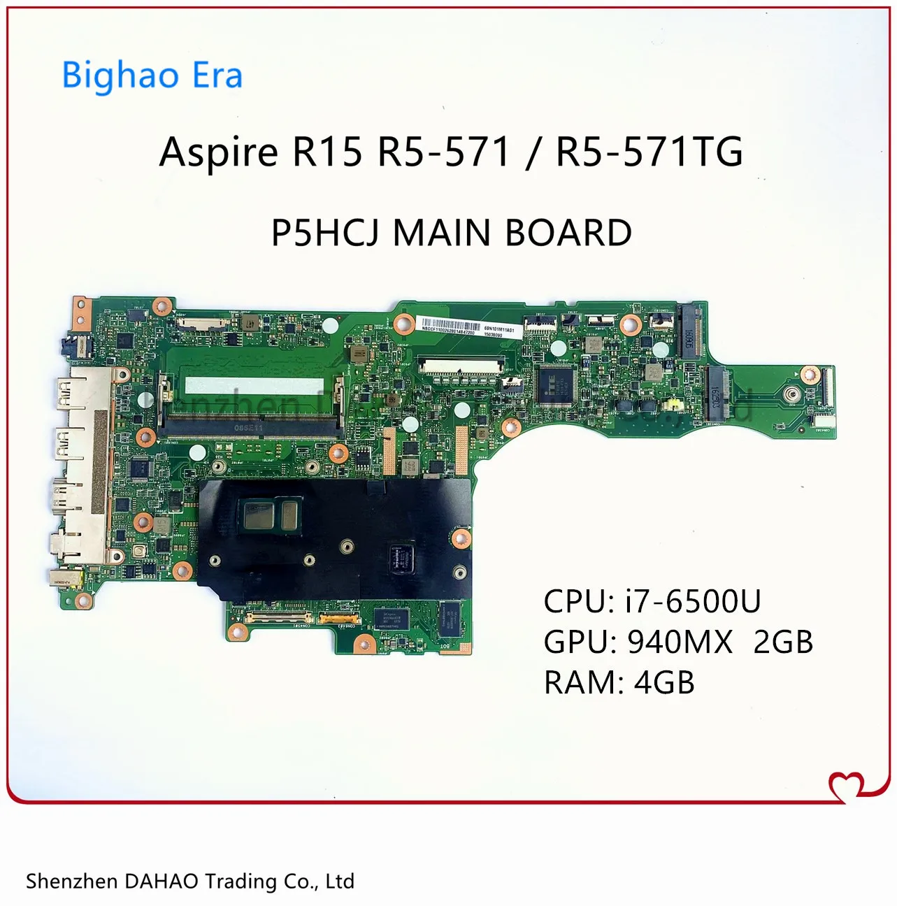 

NBGCF11002 NB.GCF11.002 For Acer Aspire R5-571 R5-571TG Laptop Motherboard P5HCJ MAIN BOARD With i7-6500U 4G-RAM 2G-GPU 100% OK