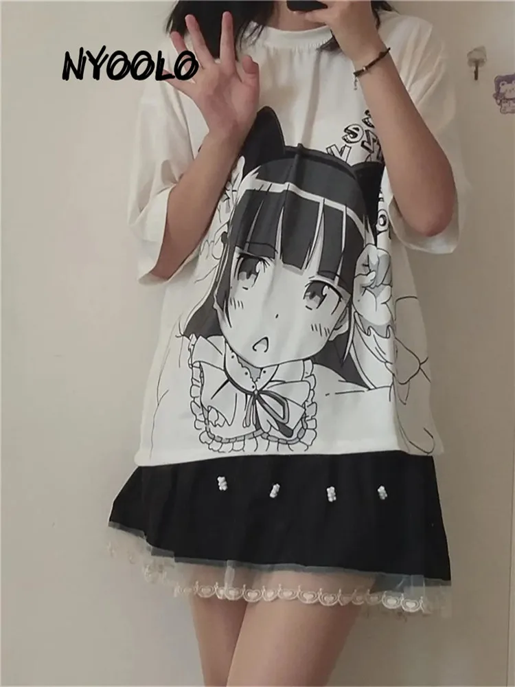 Мини-юбка NYOOLO Женская в японском стиле Милая Кружевная школьная форма с