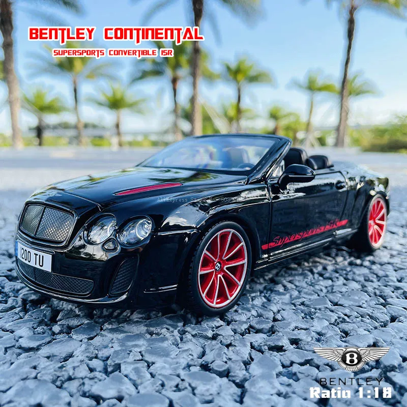 

Bburago 1:18 Bentley Continental Supersports Convertible ISR black Alloy Retro Car Model Classic Car Decoration Collection gift