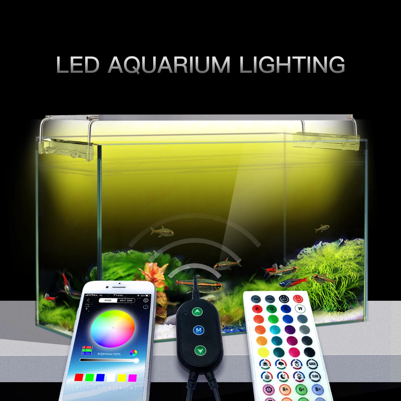 저렴한 100CM RGB 수족관 Led 조명 100-120CM 수족관 물고기 탱크 램프 타이머 기능 스탠드 수족관 램프 식물 꽃 해양