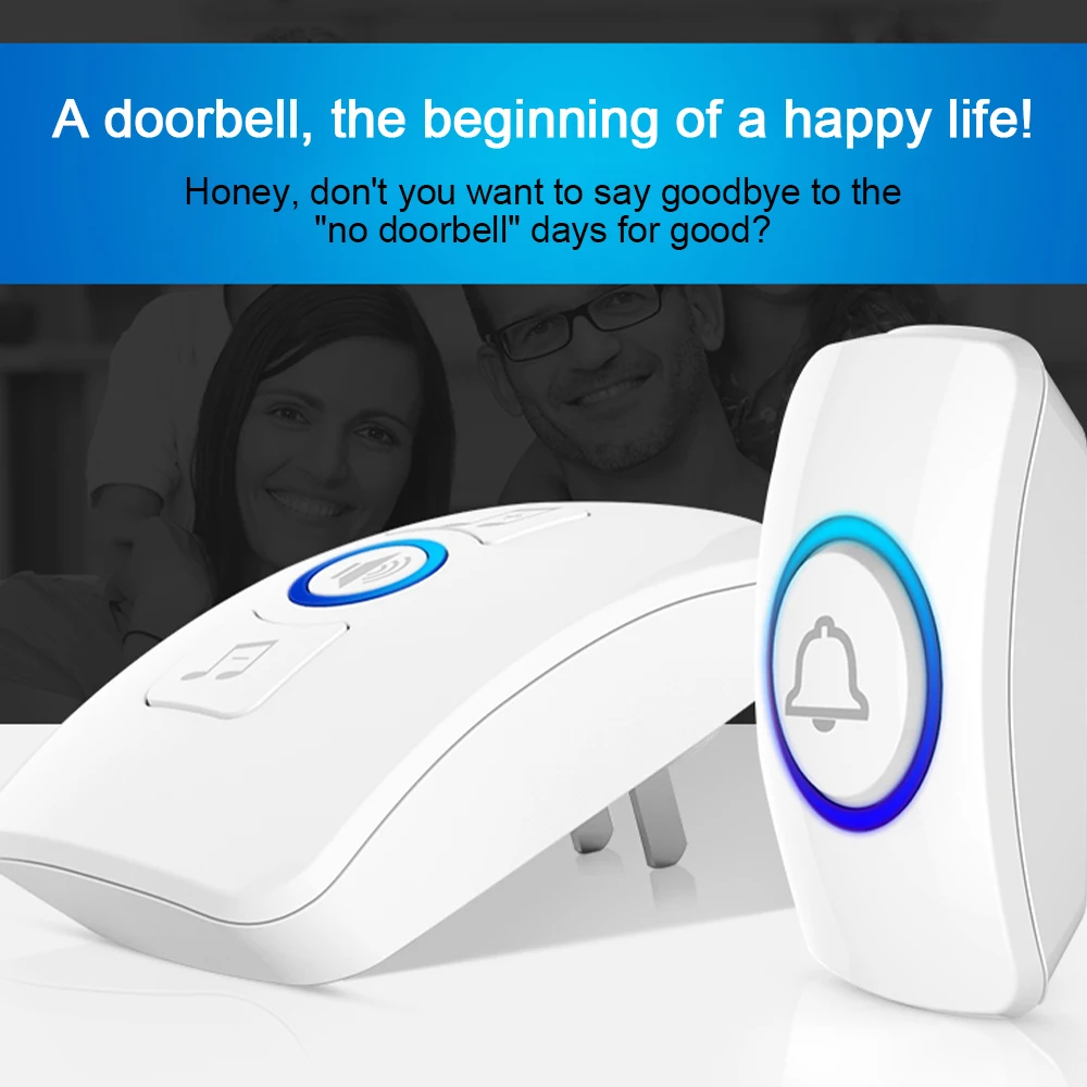 

Wireless Doorbell Set 4 Volume Levels 32 Melodies Long Range Portable M525+F51 Door Bells for Home Office Garage Apartments