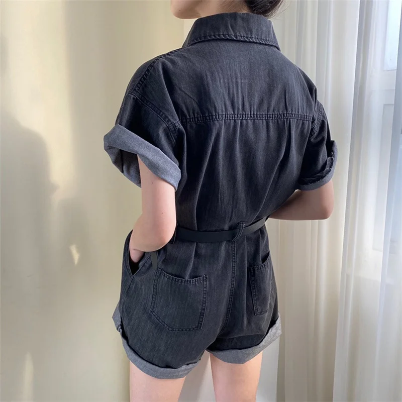 Женский джинсовый комбинезон с поясом Sungtin повседневный винтажный высокой