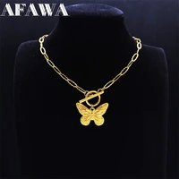 fashion butterfly chain necklaces women gold color stainless steel girlfriend necklace jewelry valentines day gif nz119s01