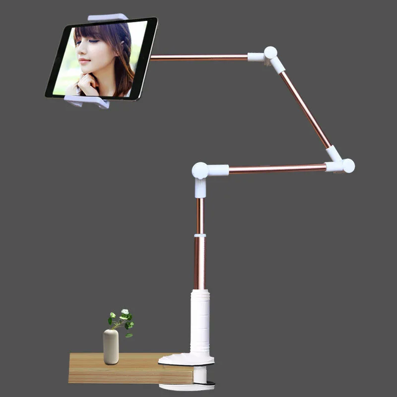 rose gold Vmonv Складная длинная Подставка для планшета для IPad 4-14 дюймов 360 Вращение крепкая ленивая кровать планшет кронштейн для IPhone X XS - Цвет: rose gold