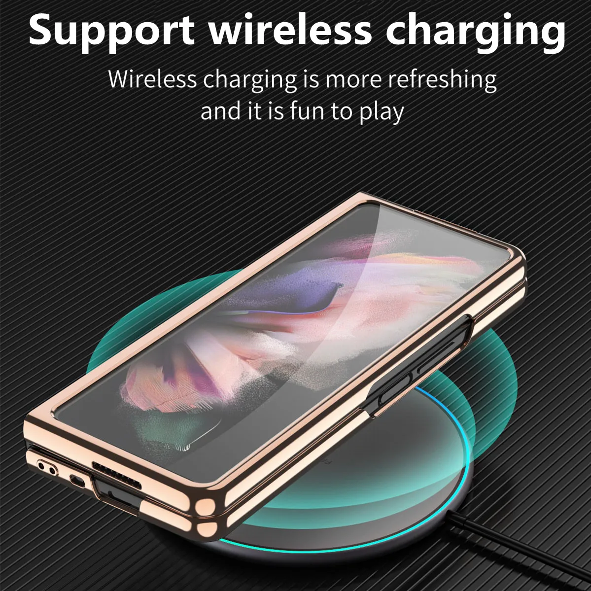 carbon fiber plating phone case for samsung galaxy z fold3 5g fold 3 with tempered glass screen protector film full cover bag free global shipping