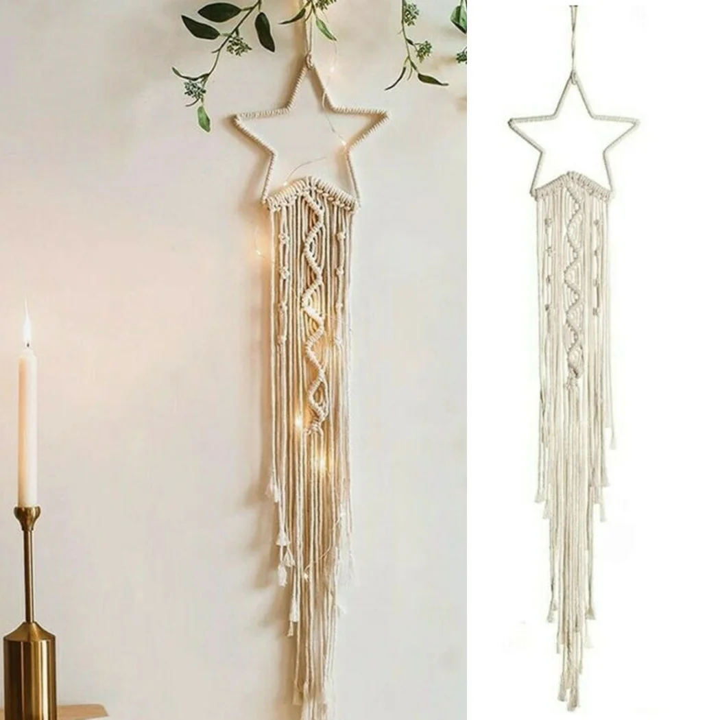 

1pc Tapestry Boho Style Hand-woven Star Tapestry Living Room Decorations 20*105cm Hand-made DIY Handicrafts