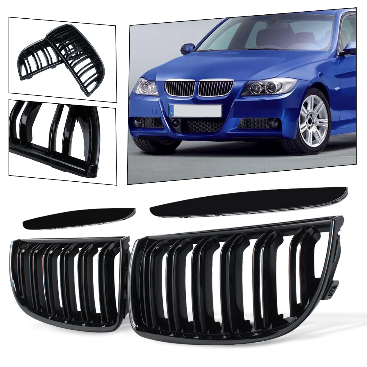 Для BMW E90 E91 4 двери 2005 2006 2008 цвета пара передний матовый блесек для губ карбоновый M