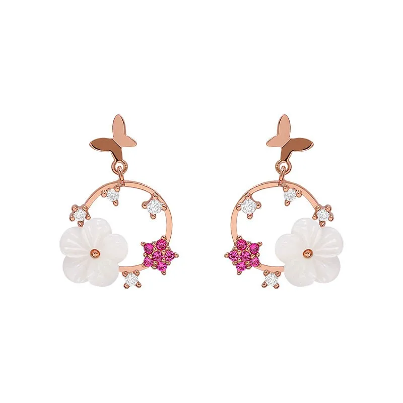 Женские серьги подвески с кристаллами маленькие металлические