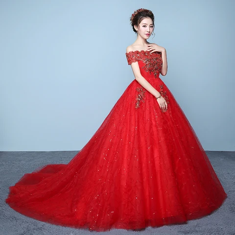 Wedding Dresses Illusion Boat Neck Short Embroidery Crystal Sequined Lace Tulle Off The Shoulder Luxury Women Bridal Gown FB677