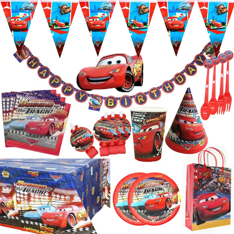 Disney автомобили День рождения Декорации Дети пользу Lightning McQueen бумажные