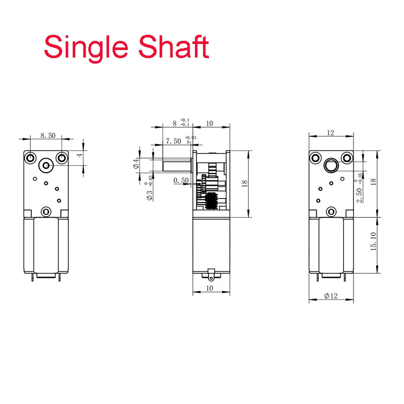Миниатюрный одновальный/двухвальный двигатель N20 с червячной шестерней