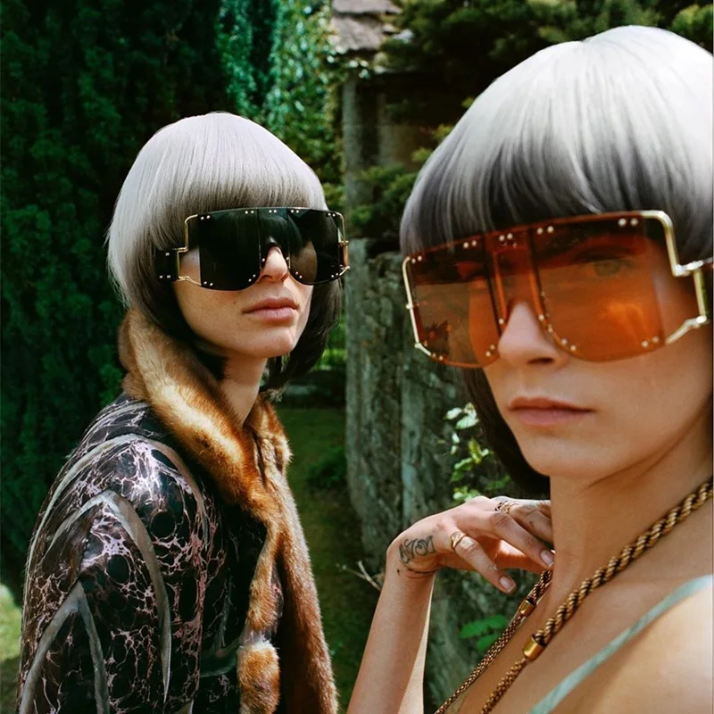 

Luxury Brand Gothic Punk Sunglasses Women 2021 trend Oversized Rivet Sunglass Female Bulk Steampunk Sun Glasses Shades For Women