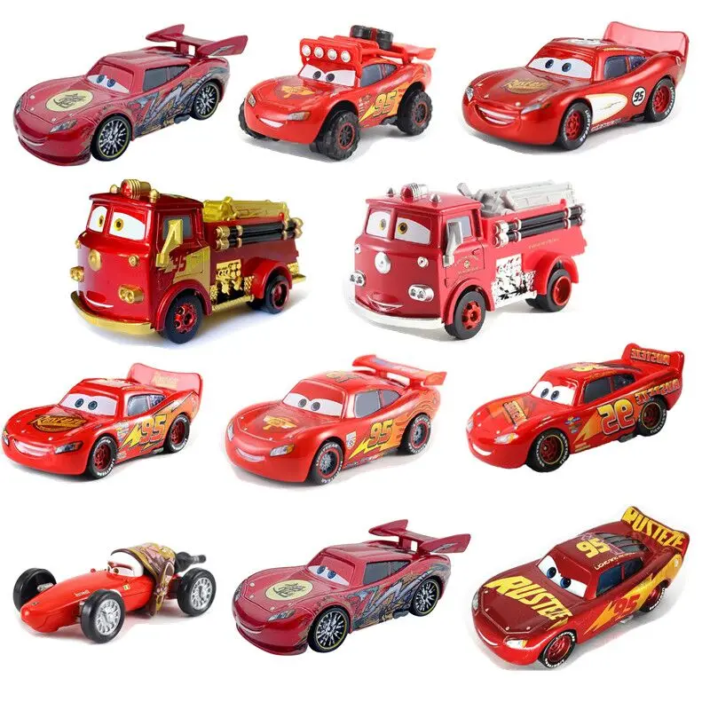 Disney Pixar No.95 Lightning McQueen Cars 2 3 Mater Jackson Storm Ramirez 1:55 Diecast Vehicle Metal Alloy Boy Kid Toy Xmas Gift